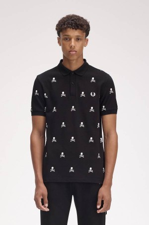 Fred Perry All-Over Skull Fred Perry Shirt Black | FP69927