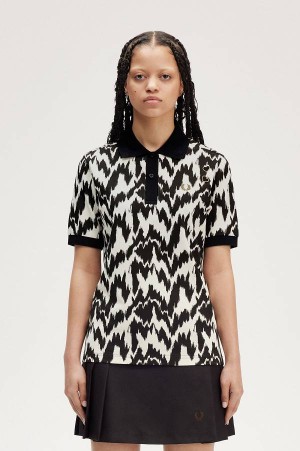 Fred Perry Animal Print Fred Perry Shirt Ecru | FP70535