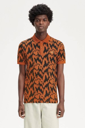 Fred Perry Animal Print Polo Shirt Marmalade | FP69887