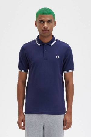 Fred Perry Back Graphic Polo Shirt French Navy | FP69959