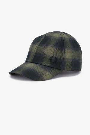 Fred Perry Blurred Check Cap Laurel Wreath Green | FP70443