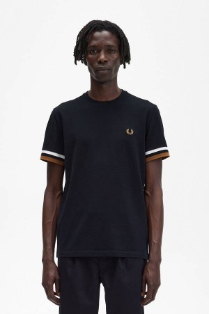 Fred Perry Bold Tipped Piqué T-Shirt Black | FP70172