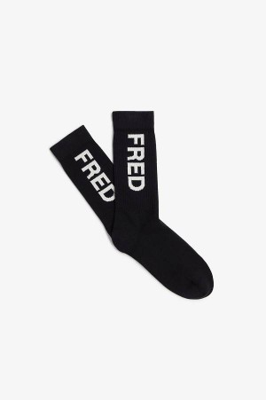 Fred Perry Branded Rib Socks Black | FP70454