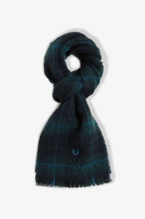 Fred Perry Brushed Wool Tartan Scarf Night Green | FP70412