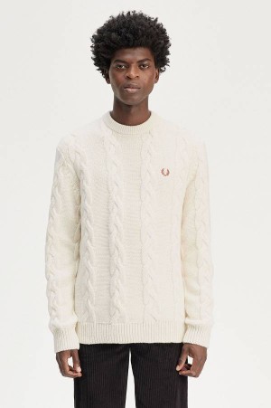 Fred Perry Cable Knit Jumper Ecru | FP70149