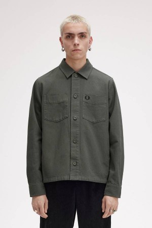 Fred Perry Canvas Overshirt Field Green | FP70061