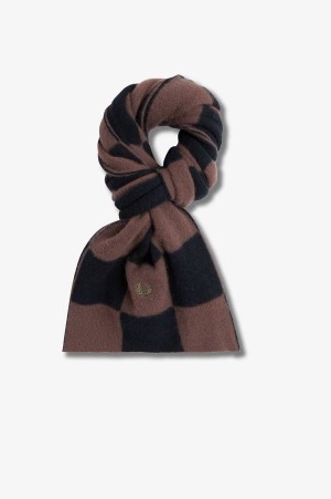 Fred Perry Chequerboard Lambswool Scarf Carrington Brick | FP70420