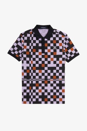Fred Perry Chequerboard Print Fred Perry Shirt Ultra Violet | FP69934