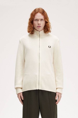 Fred Perry Chunky Rib Cardigan Ecru | FP70138