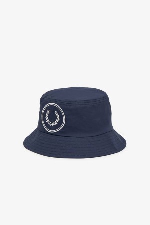Fred Perry Circle Branding Ripstop Bucket Hat Navy | FP70427