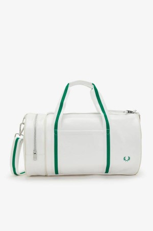 Fred Perry Classic Barrel Bag Snow White/Fred Perry Green | FP70302
