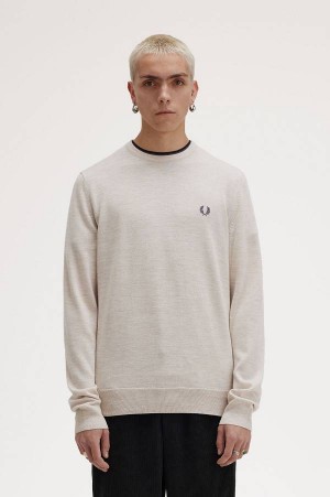 Fred Perry Classic Crew Neck Jumper Porridge Marl | FP70142