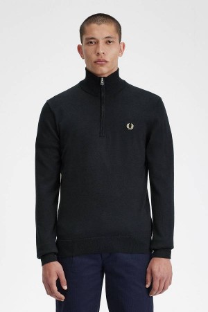 Fred Perry Classic Half Zip Jumper Black | FP70163