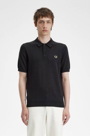 Fred Perry Classic Knitted Shirt Black | FP70158