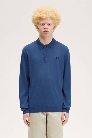 Fred Perry Classic Knitted Shirt Midnight Blue | FP70130
