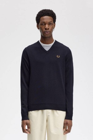 Fred Perry Classic V-Neck Jumper Navy | FP70166