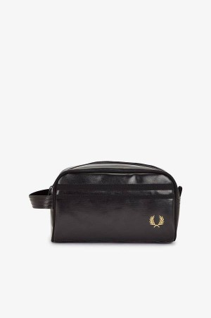 Fred Perry Coated Polyester Wash Bag Black/Gold | FP70295