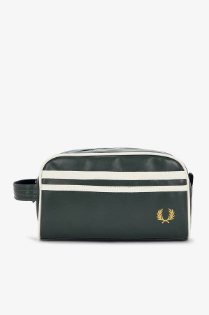 Fred Perry Coated Polyester Wash Bag Night Green | FP70283