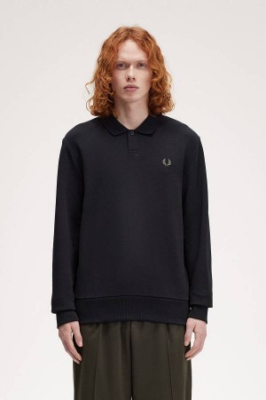 Fred Perry Collared Sweatshirt Black | FP70101