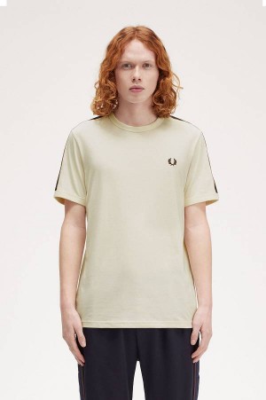 Fred Perry Contrast Tape Ringer T-Shirt Ecru/Carrington Brick | FP70205