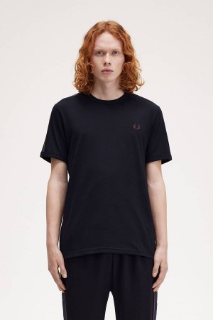Fred Perry Contrast Tape Ringer T-Shirt Navy/Carrington Brick | FP70213