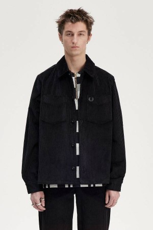 Fred Perry Corduroy Overshirt Black | FP70056