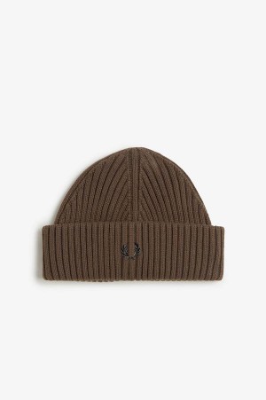 Fred Perry Cotton Rib Beanie Burnt Tobacco | FP70391