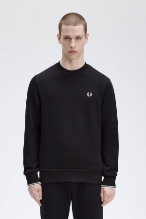 Fred Perry Crew Neck Sweatshirt Black | FP70111