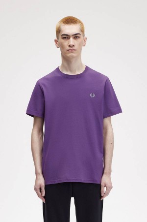 Fred Perry Crew Neck T-Shirt Amethyst/Silver Blue | FP70219