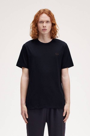 Fred Perry Crew Neck T-Shirt Navy/Carrington Brick | FP70220