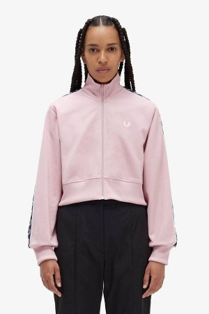 Fred Perry Cropped Taped Track Jacket Chalky Pink | FP70480
