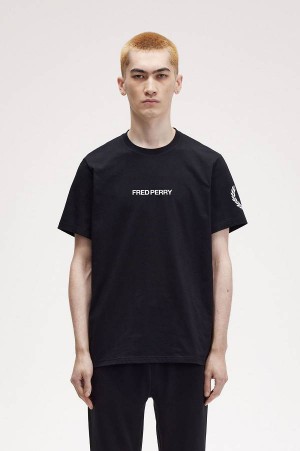 Fred Perry Double Branded Graphic T-Shirt Black | FP70182