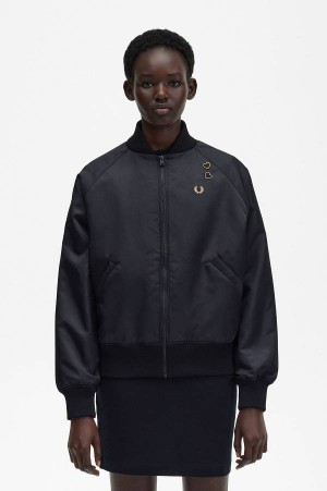 Fred Perry Embroidered Bomber Jacket Black | FP70483
