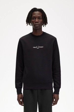 Fred Perry Embroidered Sweatshirt Black | FP70097