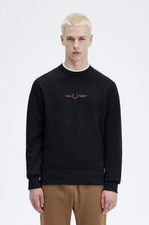 Fred Perry Embroidered Sweatshirt Navy | FP70081