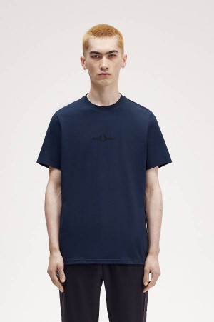 Fred Perry Embroidered T-Shirt Dark Carbon | FP70191