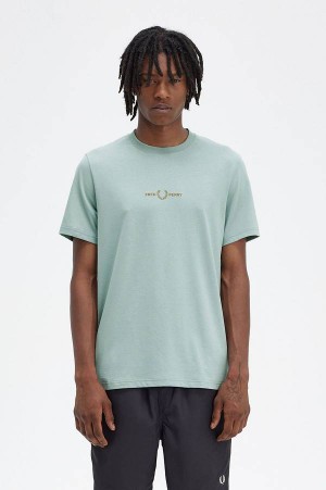 Fred Perry Embroidered T-Shirt Silver Blue | FP70202