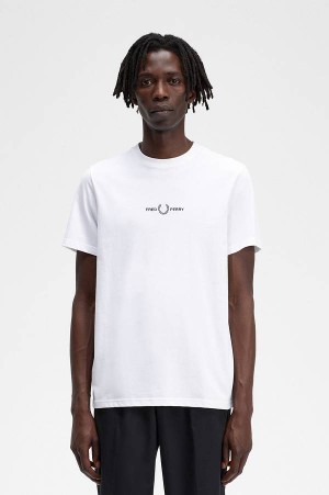 Fred Perry Embroidered T-Shirt White | FP70179