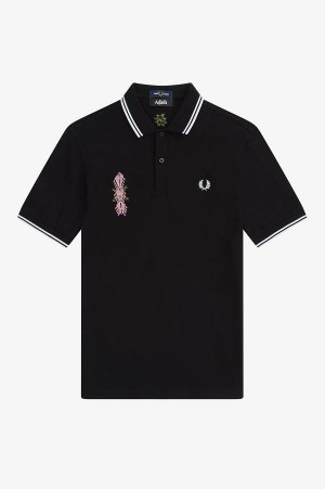Fred Perry Embroidered Twin Tipped Fred Perry Shirt Black | FP69907