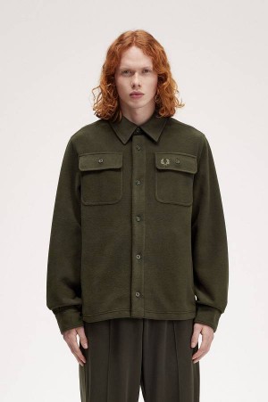 Fred Perry Fleece Overshirt Hunting Green | FP70055