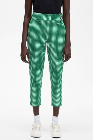 Fred Perry Gingham Trousers Green | FP70598