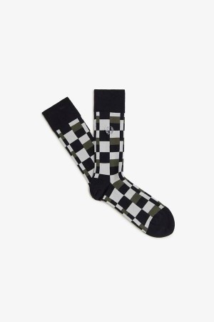 Fred Perry Glitch Print Brushed Sock Black | FP70463