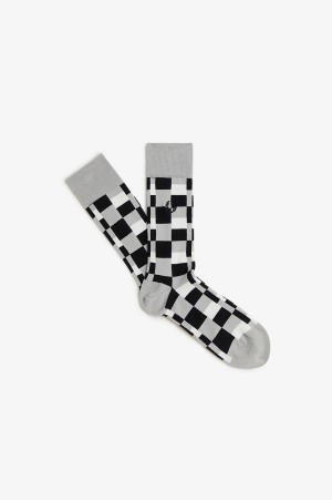Fred Perry Glitch Print Brushed Sock Limestone | FP70460