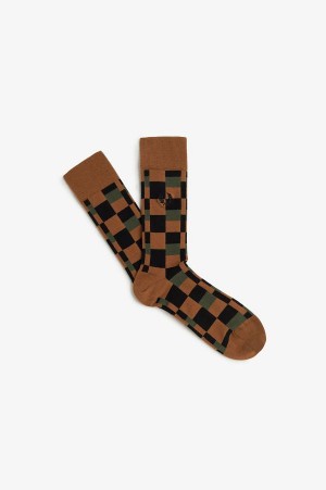 Fred Perry Glitch Print Brushed Sock Marmalade | FP70461