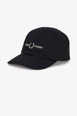 Fred Perry Graphic Branded Twill Cap Black/Warm Grey | FP70441