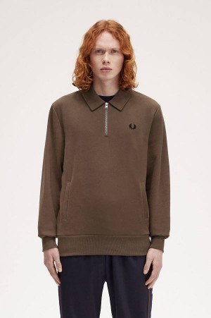 Fred Perry Half-Zip Sweatshirt Burnt Tobacco | FP70079