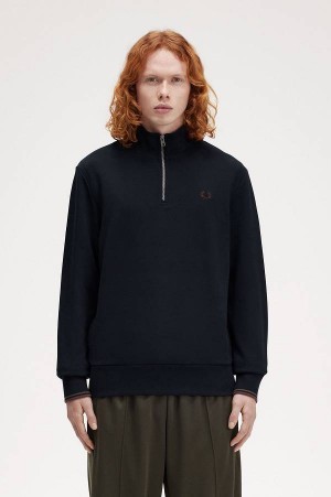 Fred Perry Half-Zip Sweatshirt Navy | FP70087