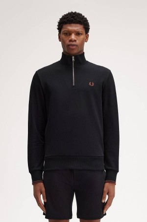 Fred Perry Half Zip Sweatshirt Black | FP70077