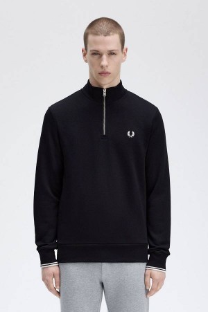 Fred Perry Half Zip Sweatshirt Black | FP70230