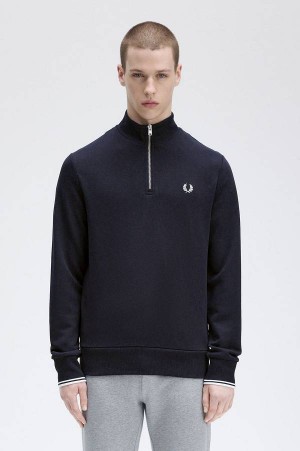 Fred Perry Half Zip Sweatshirt Navy | FP70085